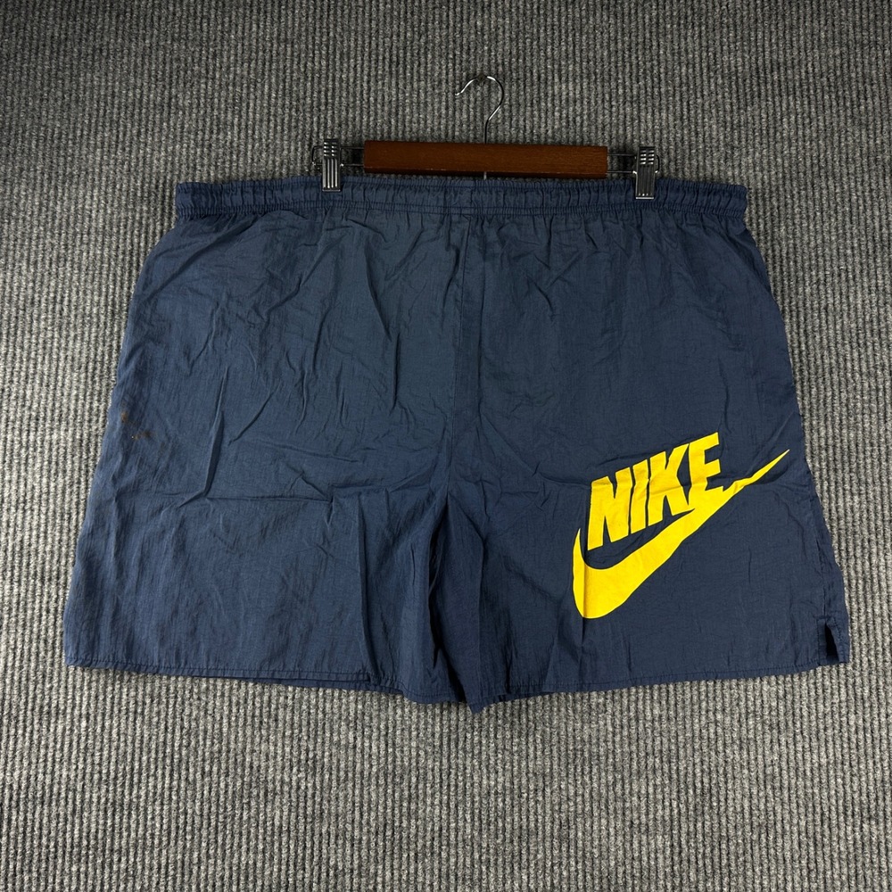 Vintage Nike Mens XL Navy Blue Nylon Windbreaker Mesh Lined Athletic Shorts 90s